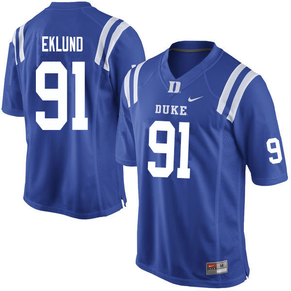 Men #91 Matt Eklund Duke Blue Devils College Football Jerseys Sale-Blue - Click Image to Close